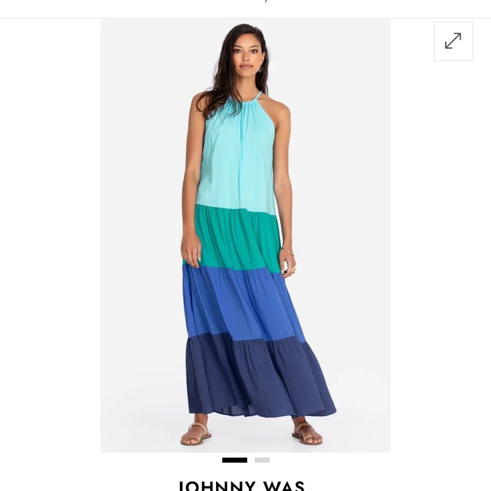 NWT Large Johnny Was Zara Colorblock Halter Tiered Maxi Dress -